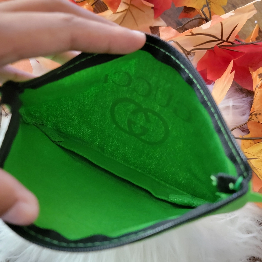 Stylish Green with Black Logo Cosmetic Pouch